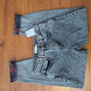Zara Gray Skinny Rocker Plaid Cuff Jeans Size 4